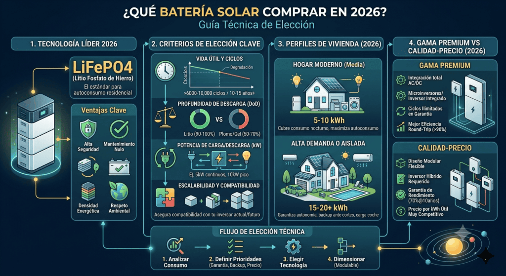 ¿Qué batería solar comprar en 2026? Guía técnica de elección