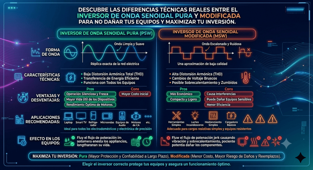 Inversor de Onda Pura vs Modificada: ¿Cuál Elegir?