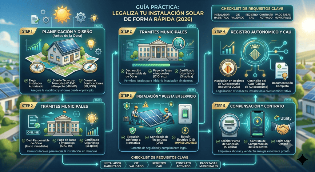Permisos para instalar placas solares en casa en 2026