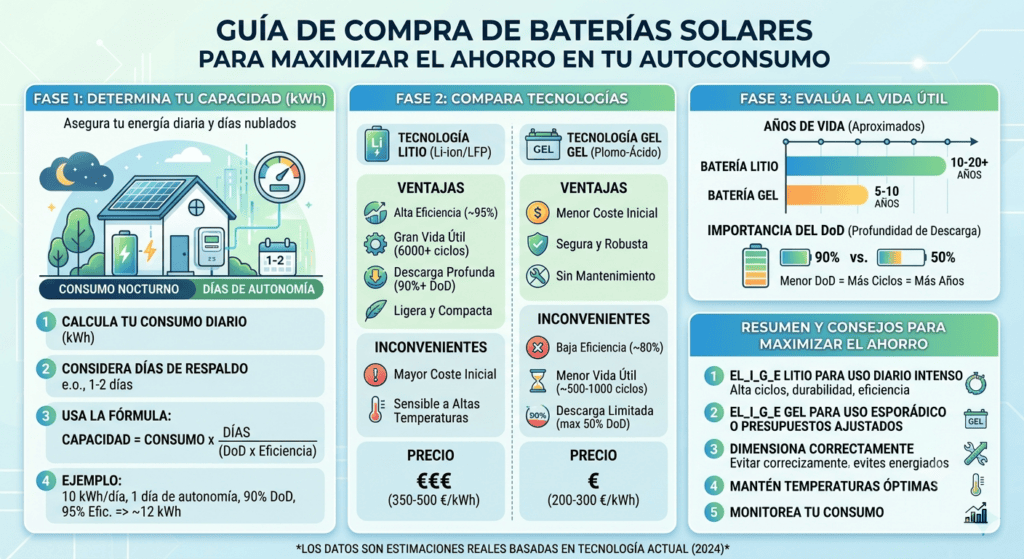 ¿Qué batería solar comprar? Capacidad, tipos y tecnologías