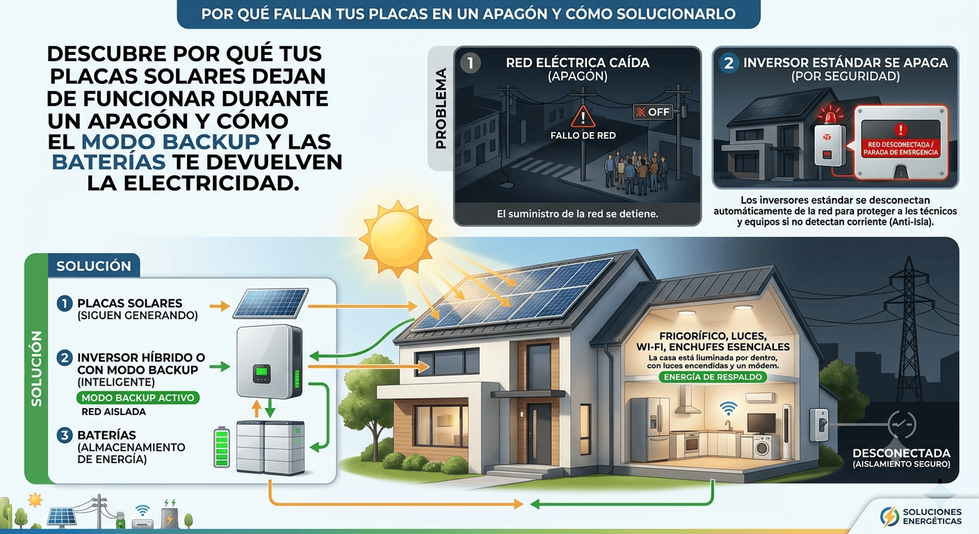 qué pasa si se va la luz y tienes paneles solares