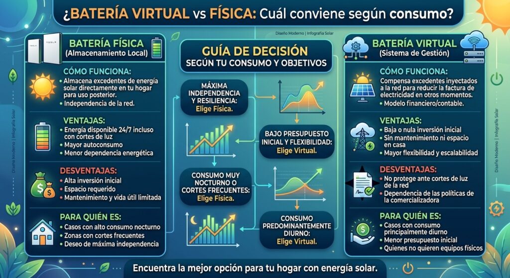 Batería Virtual vs Física: ¿Cuál conviene según consumo?