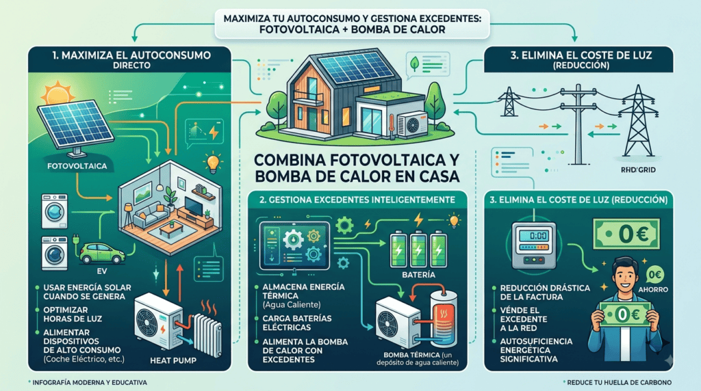 Cómo integrar placas solares con aerotermia para factura cero