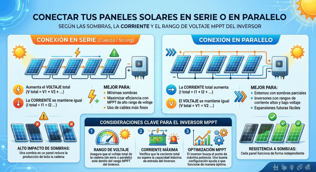 Conectar Paneles Solares en Serie o Paralelo