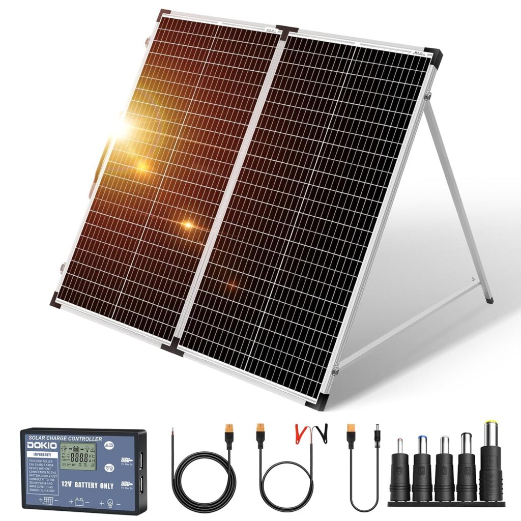 DOKIO 160W 18V Panel Solar Plegable Portátil Monocristalino