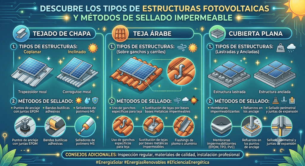 Placas Solares en Tejados: Estructuras y Sellado Impermeable