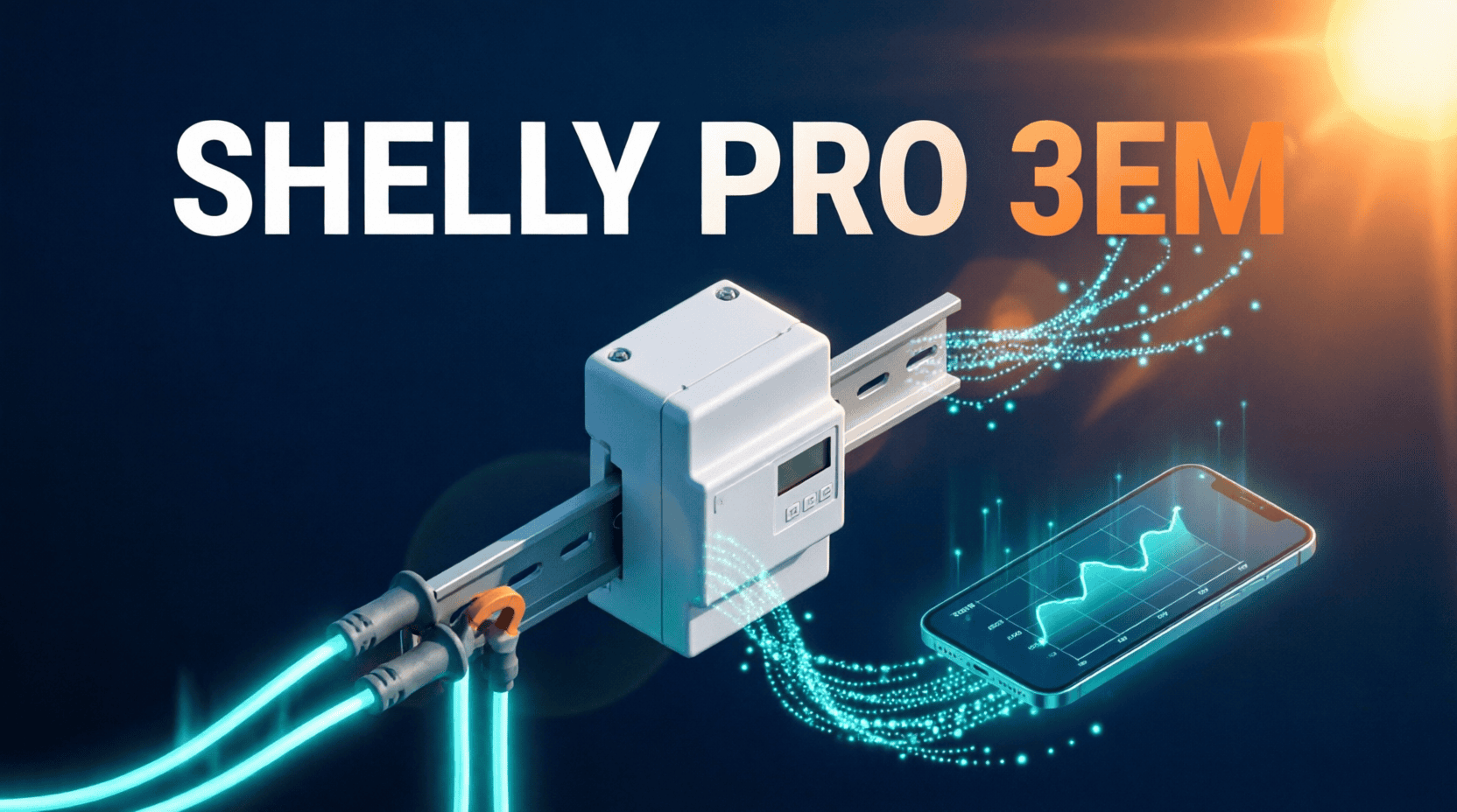 Shelly Pro 3EM medidor de energía en carril DIN con pinzas amperimétricas y app