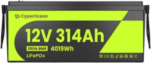 Batería LiFePO4 12V 314Ah de CyperOcean,Batería Solar de Ciclo Profundo